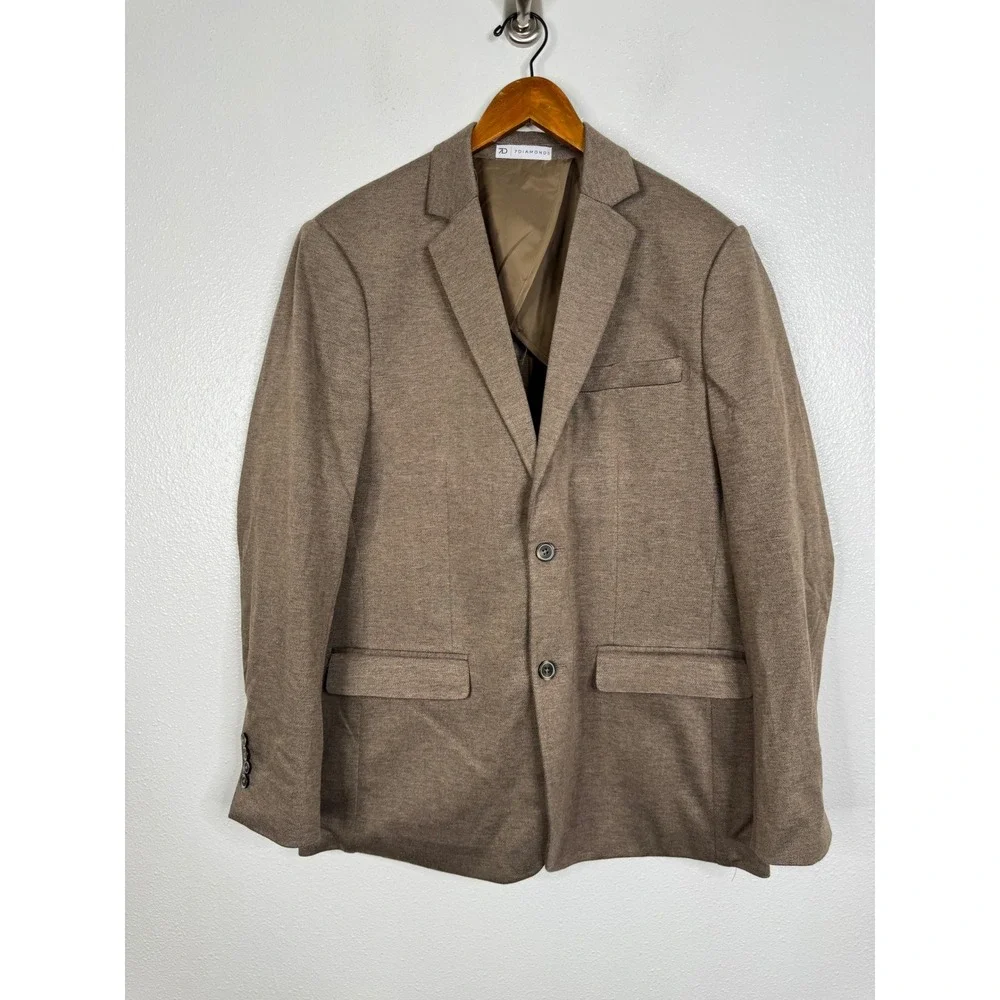 7 Diamonds Bronson Blazer Mens Large Brown Heathered Knit Sport Coat BLZ-8346